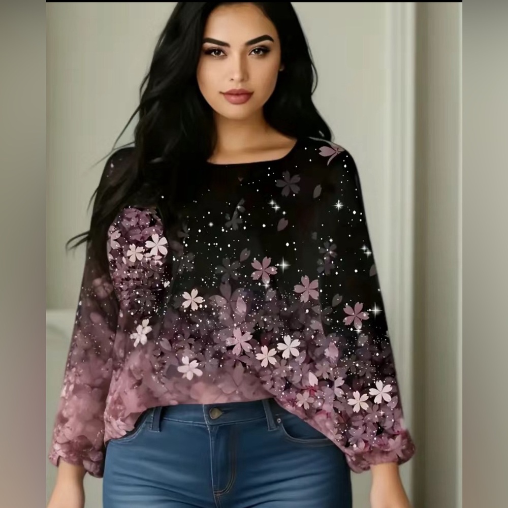 Plus size floral women top